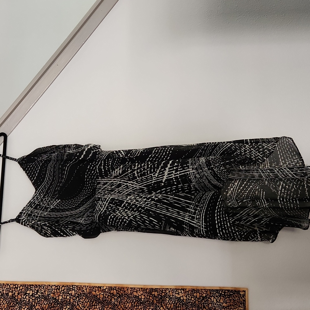 Express Hi-Lo Dress Black White Print Sleeveless Party L